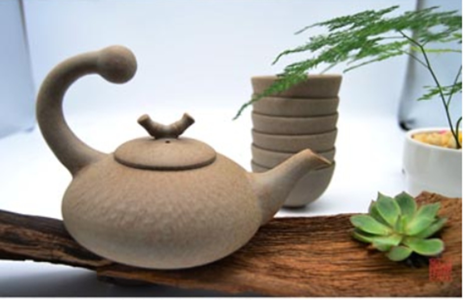 定瓷茶器：原礦粗瓷一枝獨秀套裝，精美跳刀紋裝飾，更顯與眾不同